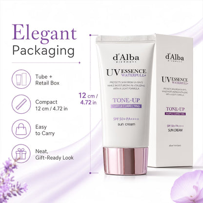 d'Alba Waterfull Tone-Up Sun Cream SPF50+ PA++++ (Purple) – Hydrating & Color Correcting Sunscreen