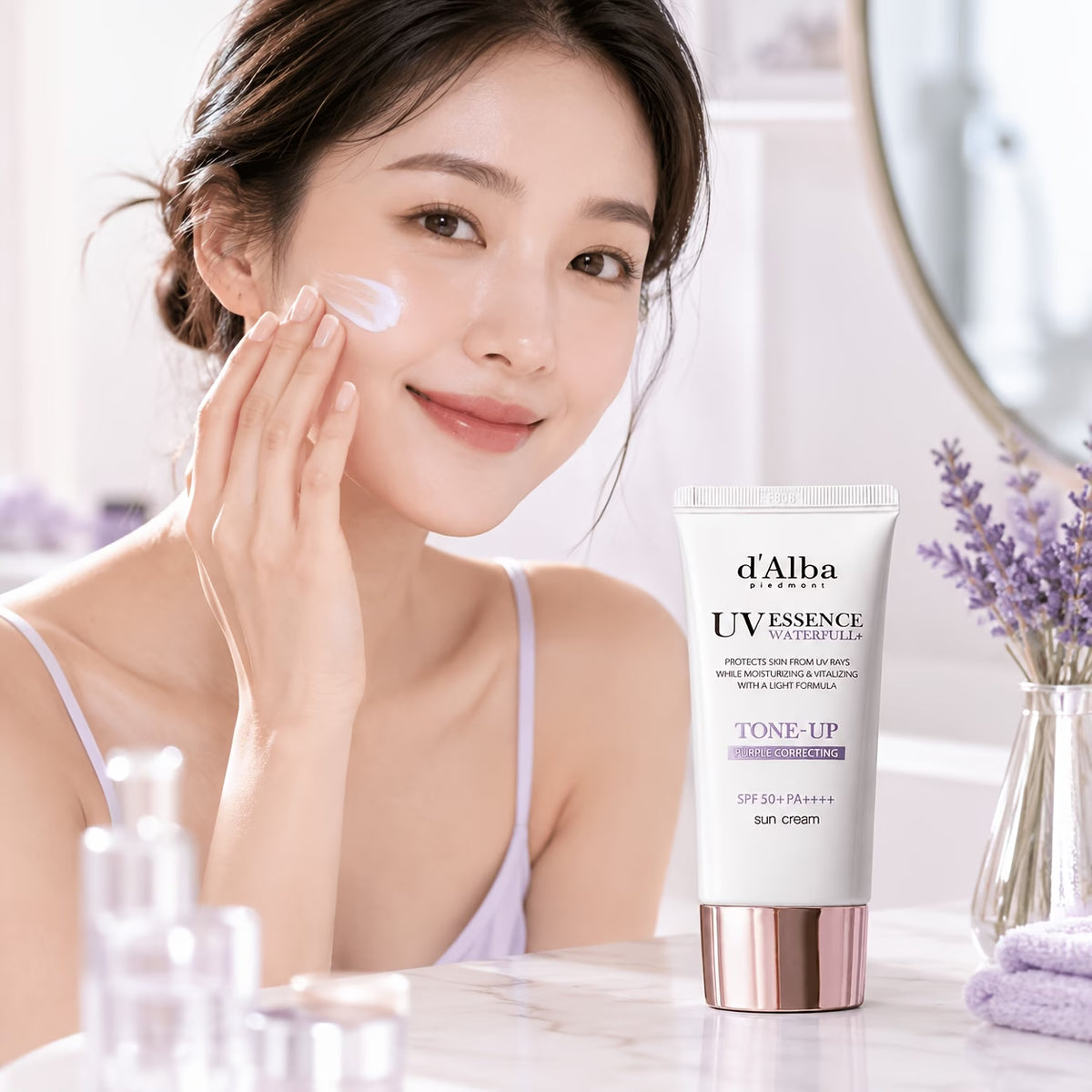 d'Alba Waterfull Tone-Up Sun Cream SPF50+ PA++++ (Purple) – Hydrating & Color Correcting Sunscreen