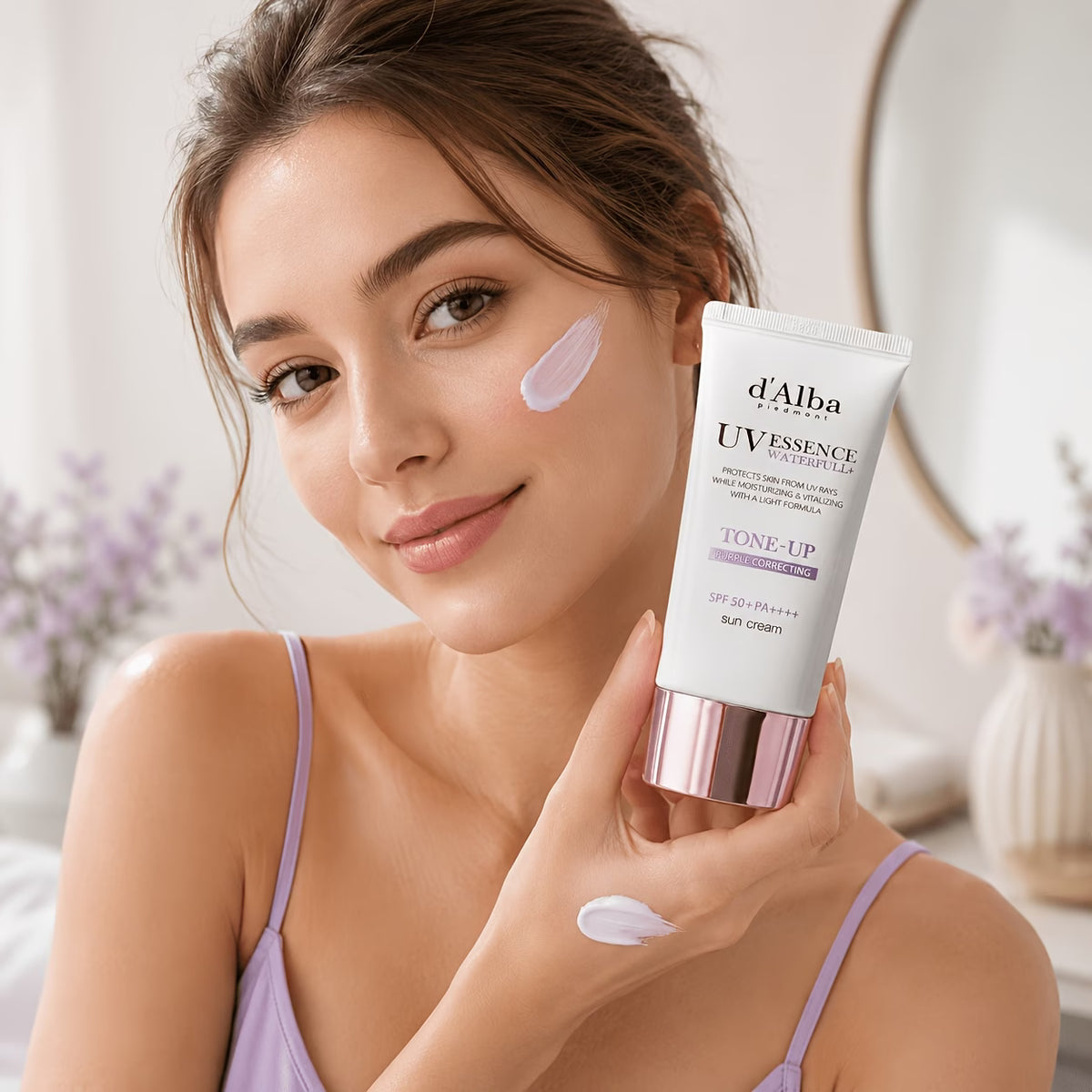 d'Alba Waterfull Tone-Up Sun Cream SPF50+ PA++++ (Purple) – Hydrating & Color Correcting Sunscreen